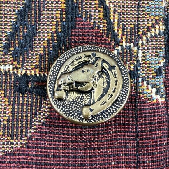Vintage Orvis Vest Womens Size S Horse Equestrian Dog Tapestry Button USA 90s - Picture 7 of 13